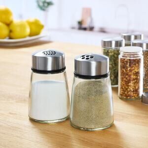 Kamenstein Salt and Pepper Filled Glass Shakers With Rotating Shifters New